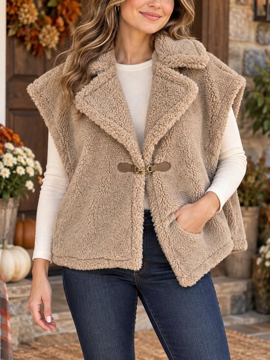 Time and Tru Jackets & Blazers - 86. Time&Tru Tan Teddy Vest Sz Large XL
